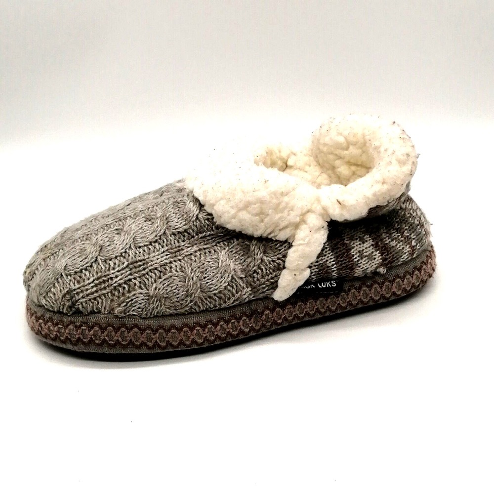 Muk Luks Shoes Womens Gray L 9 10 Bootie Slipper Faux Sherpa Lining Comfort